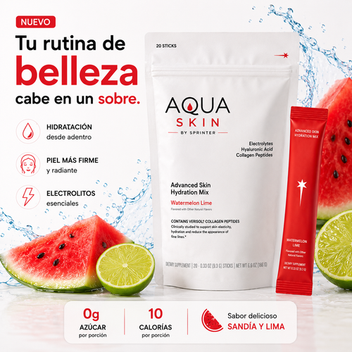 Aqua Skin, Mezcla avanzada para la hidratación de la piel, Sandía y lima, 20 sobres, 9.3 g (0.33 oz) cada uno