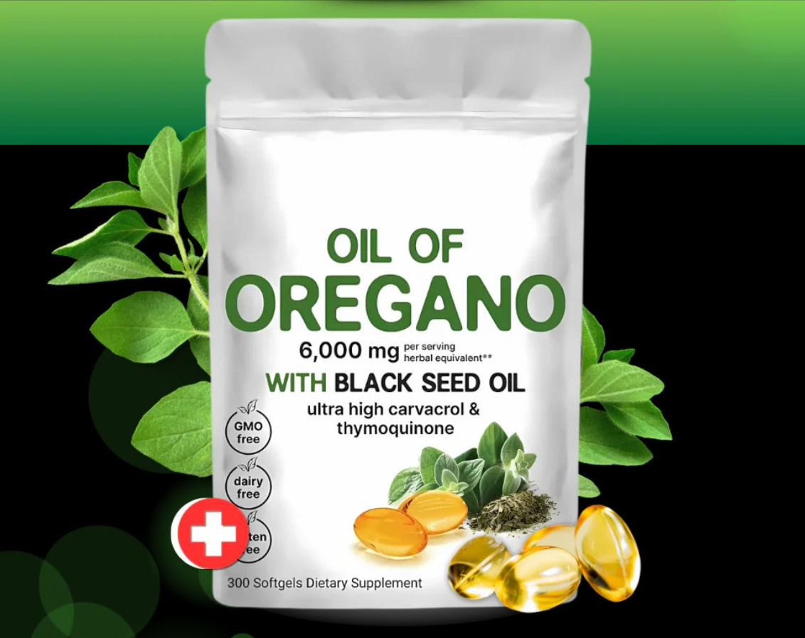 Aceite de Orégano con Aceite de Comino Negro 180 Softgels (6.000 mg)