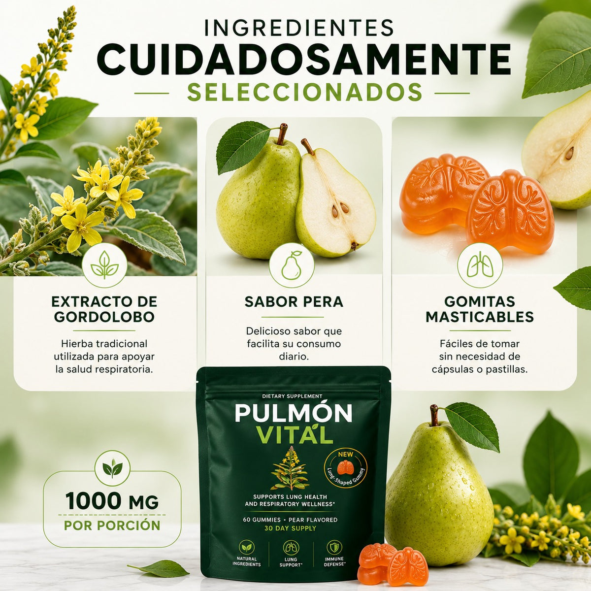 Pulmón Vital | 600 mg | 90 Cápsulas | Fórmula Herbal para el Bienestar Respiratorio