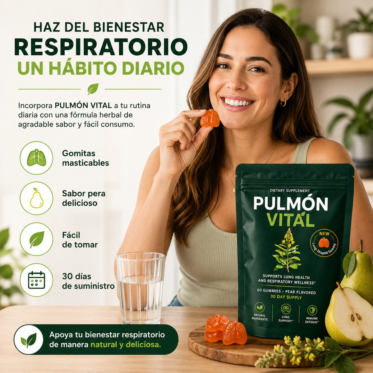 Pulmón Vital | 600 mg | 90 Cápsulas | Fórmula Herbal para el Bienestar Respiratorio